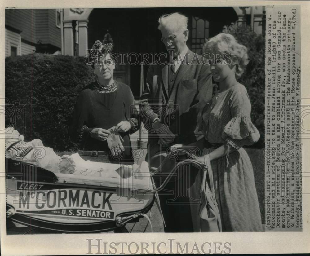 1962 Press Photo House Speaker and Mrs. John McCormack admire supporters