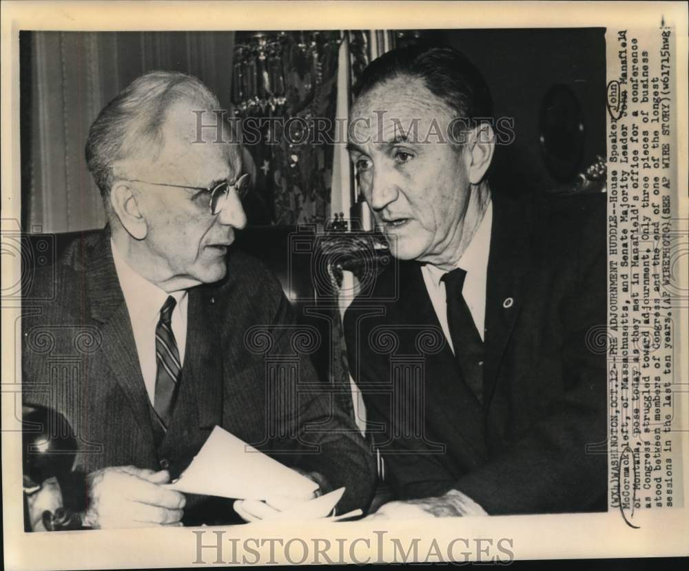 1957 Press Photo House Speaker McCormack and Mansfield in Washington - now19720