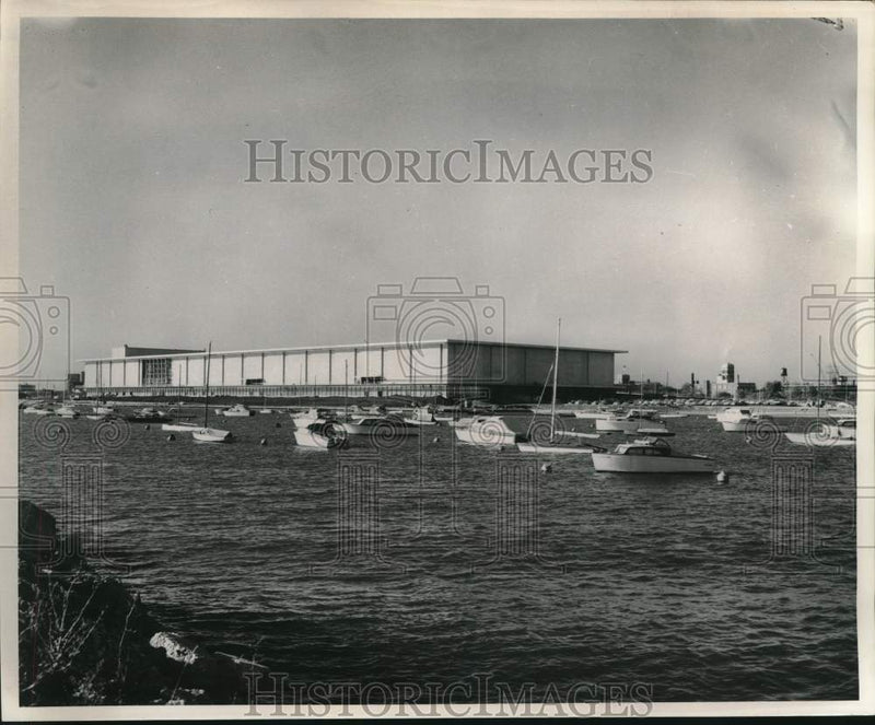 Load image into Gallery viewer, 1961 Press Photo Lakefront scene of McCormick Place Exposition Center in Chicago
