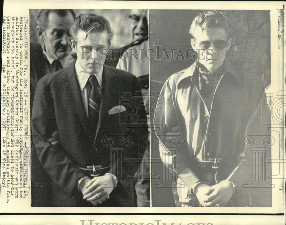 1971 Press Photo Aubran Martin, convicted murderer wears two different outfits