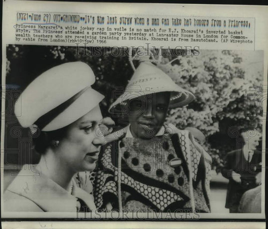 1966 Press Photo Princess Margaret and E.J. Khoarai at Lancaster House in London
