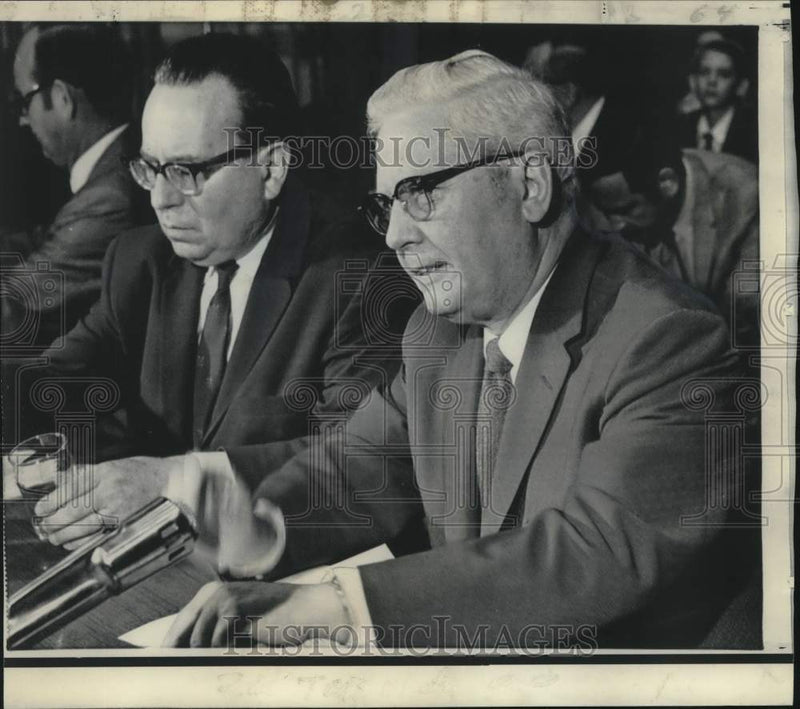 Load image into Gallery viewer, 1969 Press Photo Treasury Secretary Kennedy and Mayo at Senate Finance Committee
