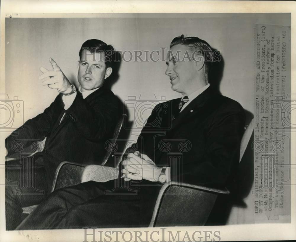 1962 Press Photo Edward Kennedy and Edward McCormack appear on television forum
