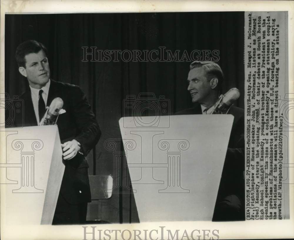 1962 Press Photo Kennedy-McCormack debate at South Boston High School