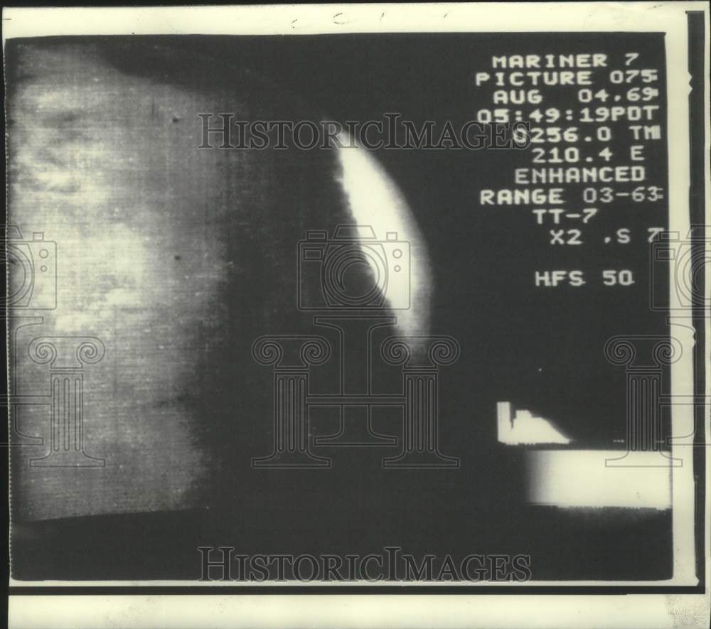 1969 Press Photo Mariner 7's photo of far encounter series on Mars - now20134