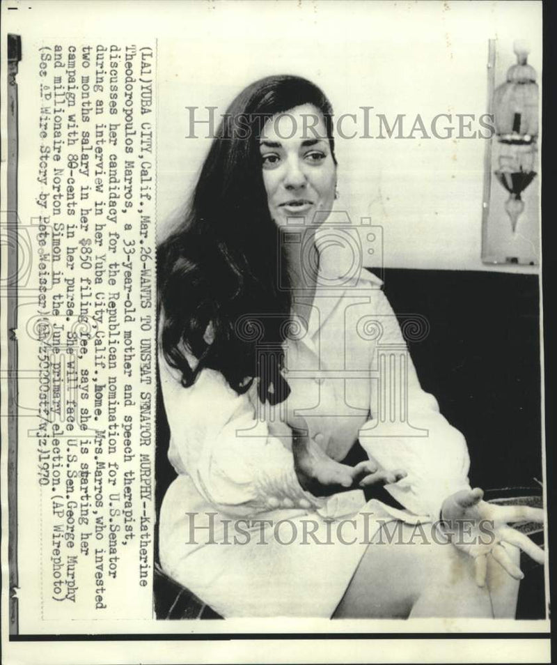 Load image into Gallery viewer, 1970 Press Photo Katherine Marros wants to unseat Senator Murphy of California
