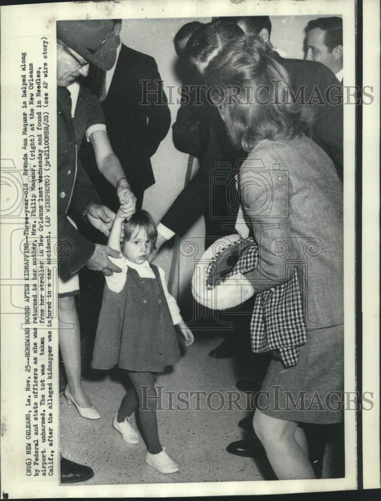 1968 Press Photo Kidnapped Brenda Ann Maquar returned to mother in New Orleans