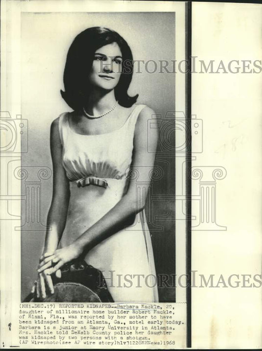 1968 Press Photo Barbara Mackle, professional photo, re: kidnapping in Georgia