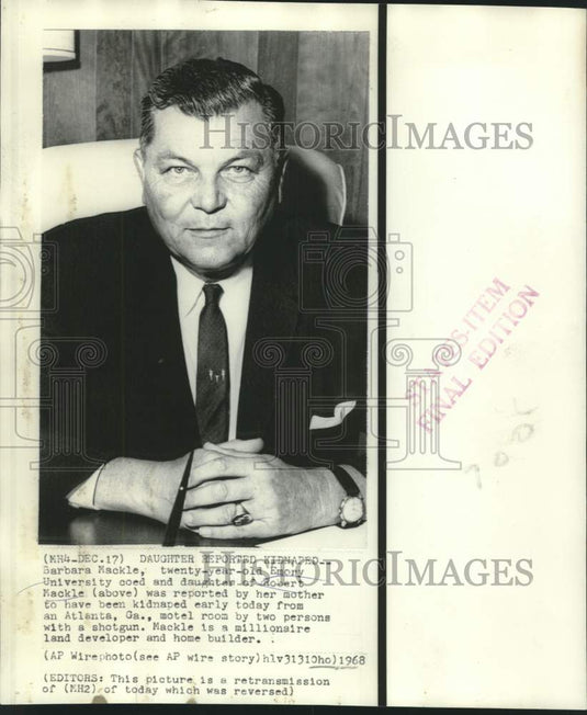 1968 Press Photo Millionaire land developer and home building Robert Mackle