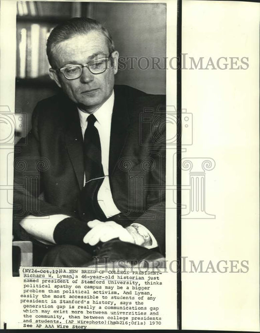 1970 Press Photo Richard Lyman, new president of Stanford University, New York