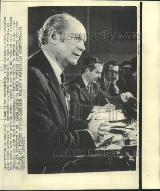 1972 Press Photo Irish Republic's Jack Lynch at international press conference