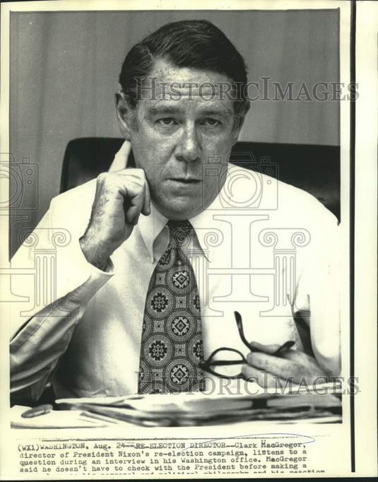 1972 Press Photo President Nixon's campaign director Clark MacGregor in office