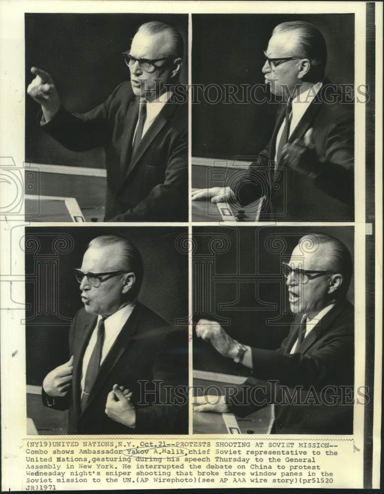 Load image into Gallery viewer, 1971 Press Photo Ambassador Malik gestures during UN General Assembly speech
