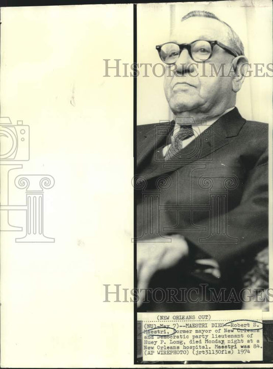 1974 Press Photo Former Mayor of New Orleans Robert S. Maestri - now20435