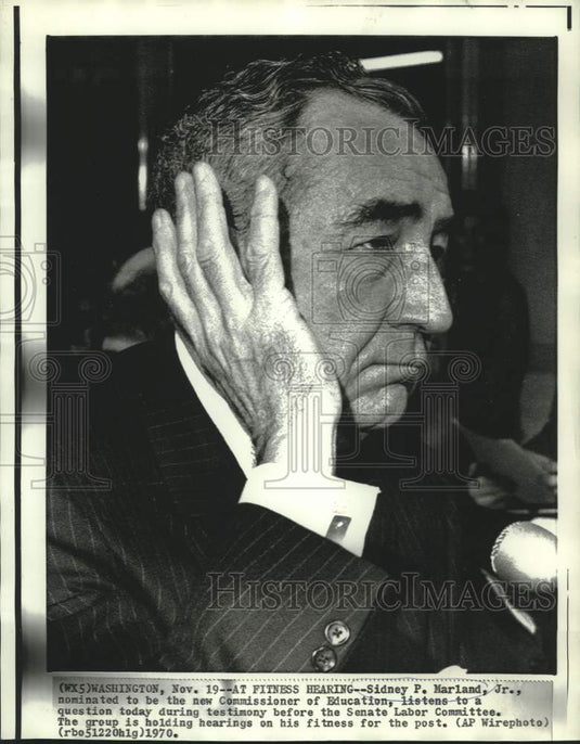 1970 Press Photo Nominated Commissioner of Education Sidney Marland at hearing
