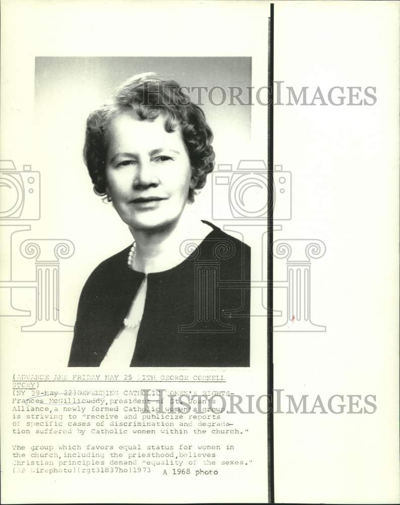 1968 Press Photo President of Catholic women's group Frances McGillicuddy