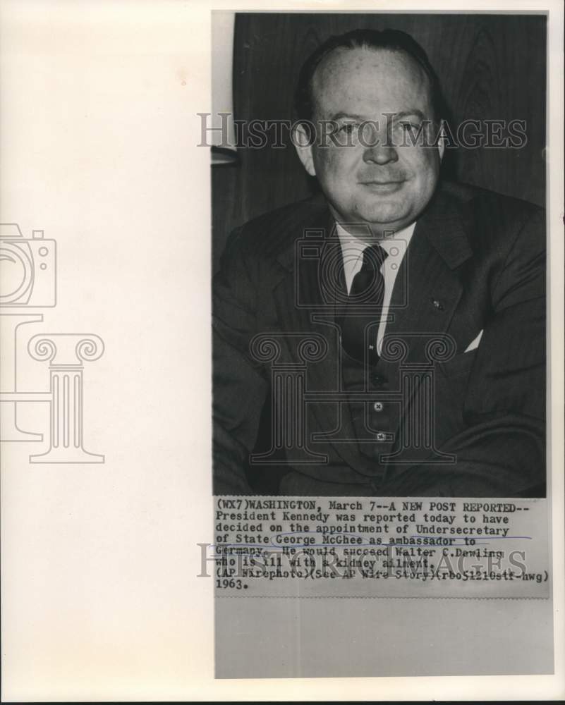 1963 Press Photo Undersecretary George McGhee appointed Ambassador to Germany