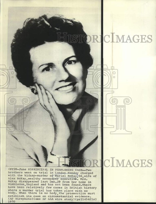 1970 Press Photo Muriel McKay, wife of wealthy newspaper executive, Alex McKay.