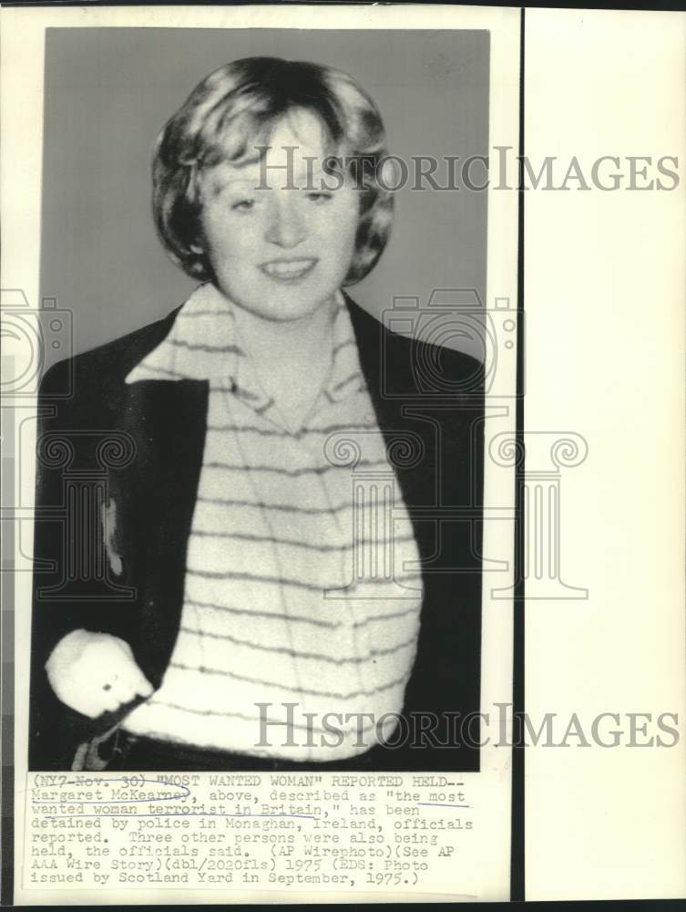 1975 Press Photo Most wanted woman terrorists in Britain Margaret McKearney