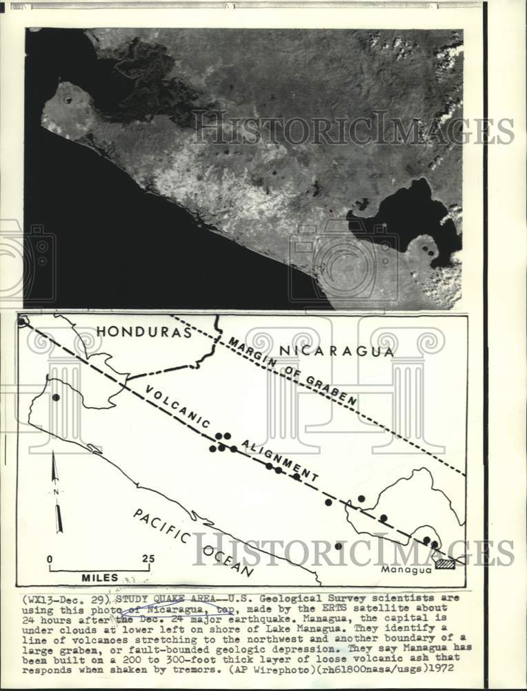 1972 Press Photo US Geological Survey scientists study quake area of Managua