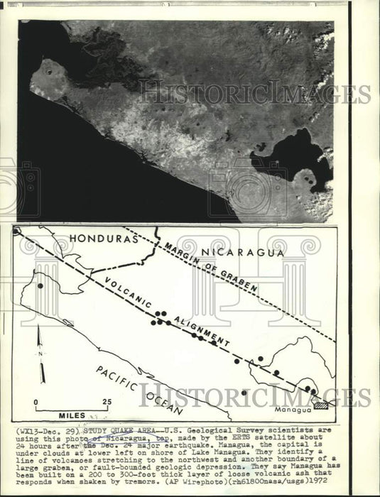 1972 Press Photo US Geological Survey scientists study quake area of Managua