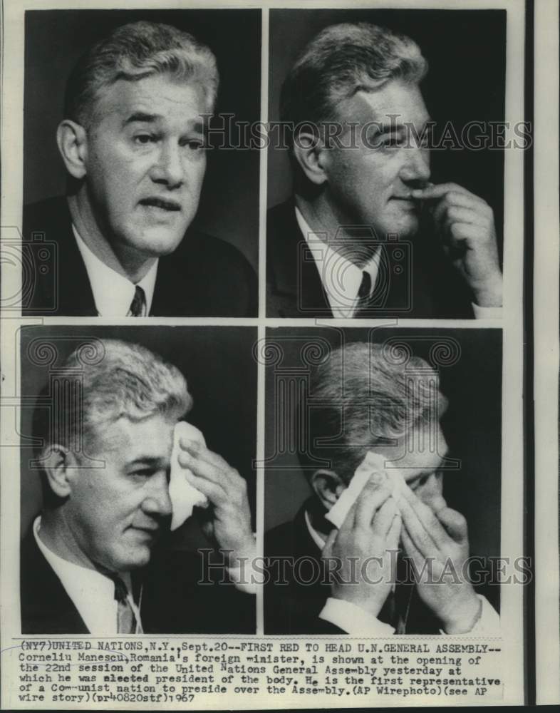 Load image into Gallery viewer, 1967 Press Photo Corneliu Manescu, first Communist to head UN General Assembly
