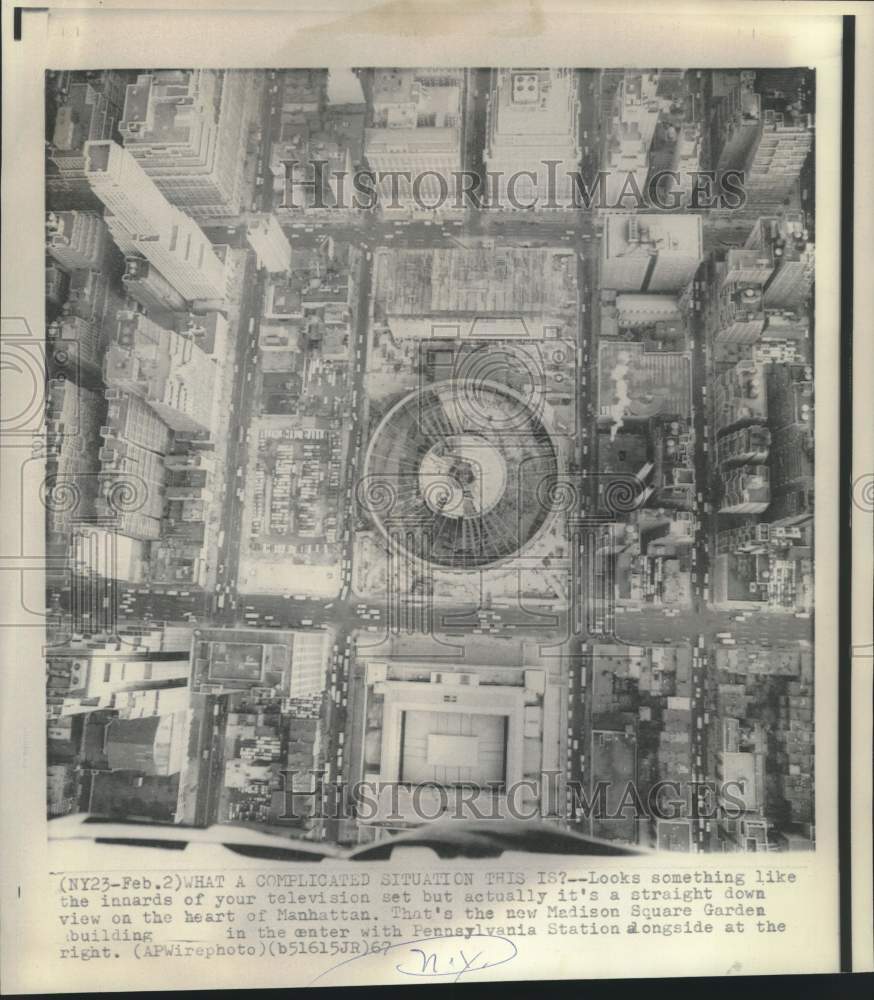 1967 Press Photo Straight down view of Manhattan&#39;s Madison Square Garden