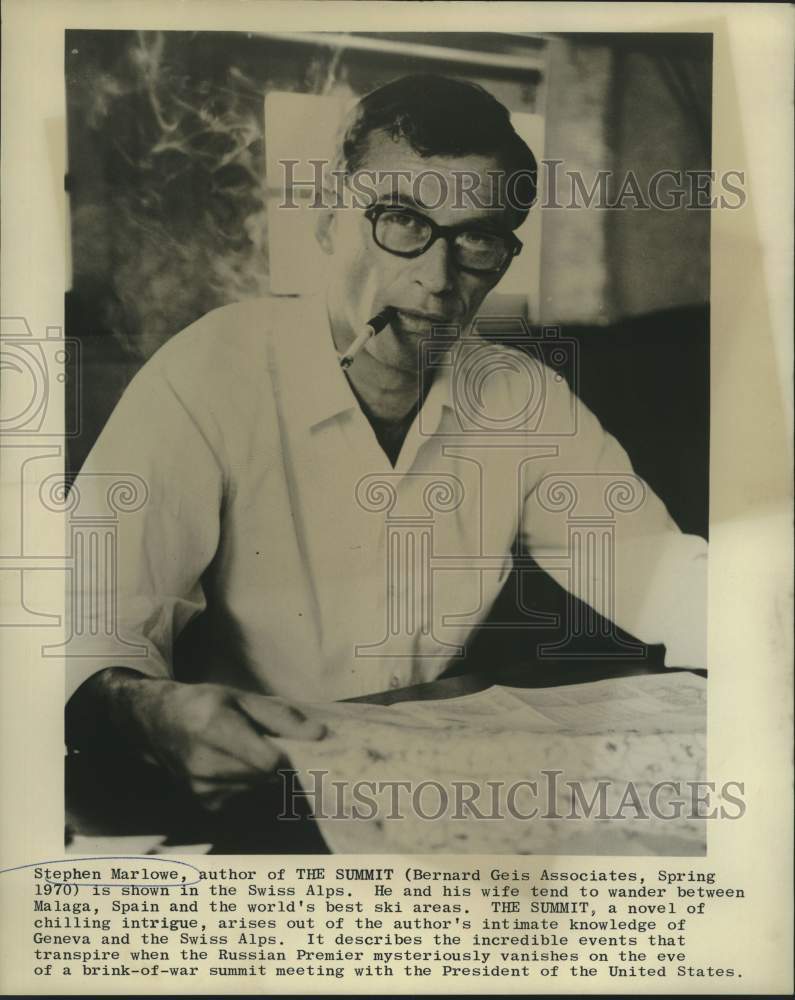 1970 Press Photo Author Stephen Marlowe shown in Swiss Alps. - now20540