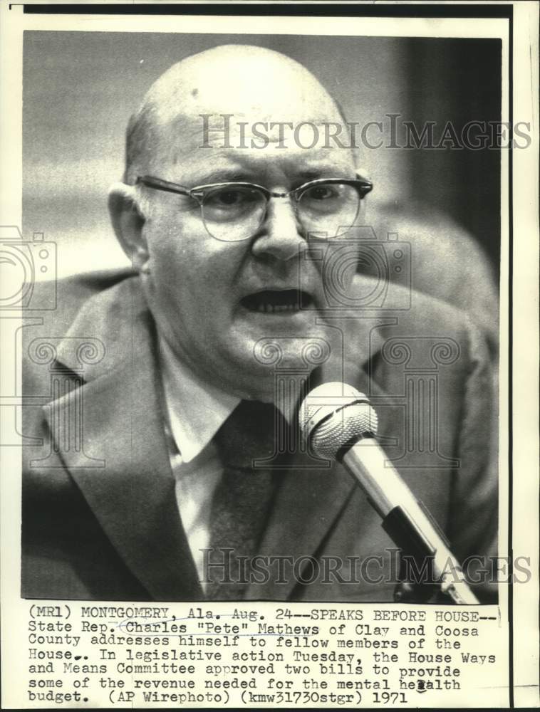 Load image into Gallery viewer, 1971 Press Photo State Representative Mathews at House Ways and Means Commitee
