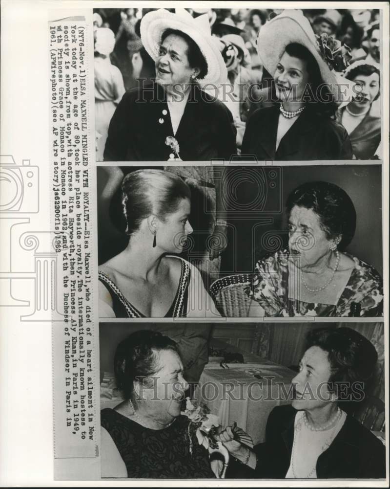 Load image into Gallery viewer, 1963 Press Photo International hostess Elsa Maxwell mingled with royalty
