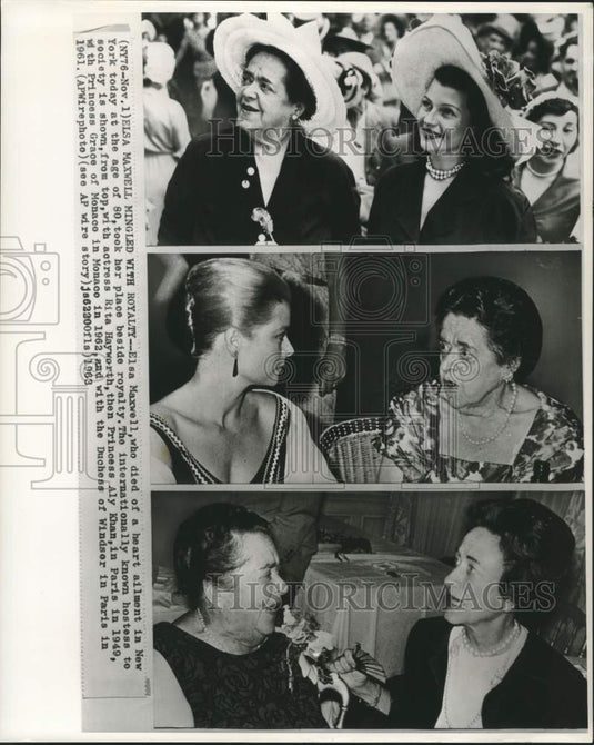 1963 Press Photo International hostess Elsa Maxwell mingled with royalty