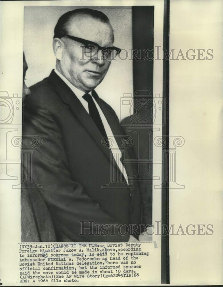 Load image into Gallery viewer, 1966 Press Photo Jakov A. Malik standing, said to become Amassador of Russia
