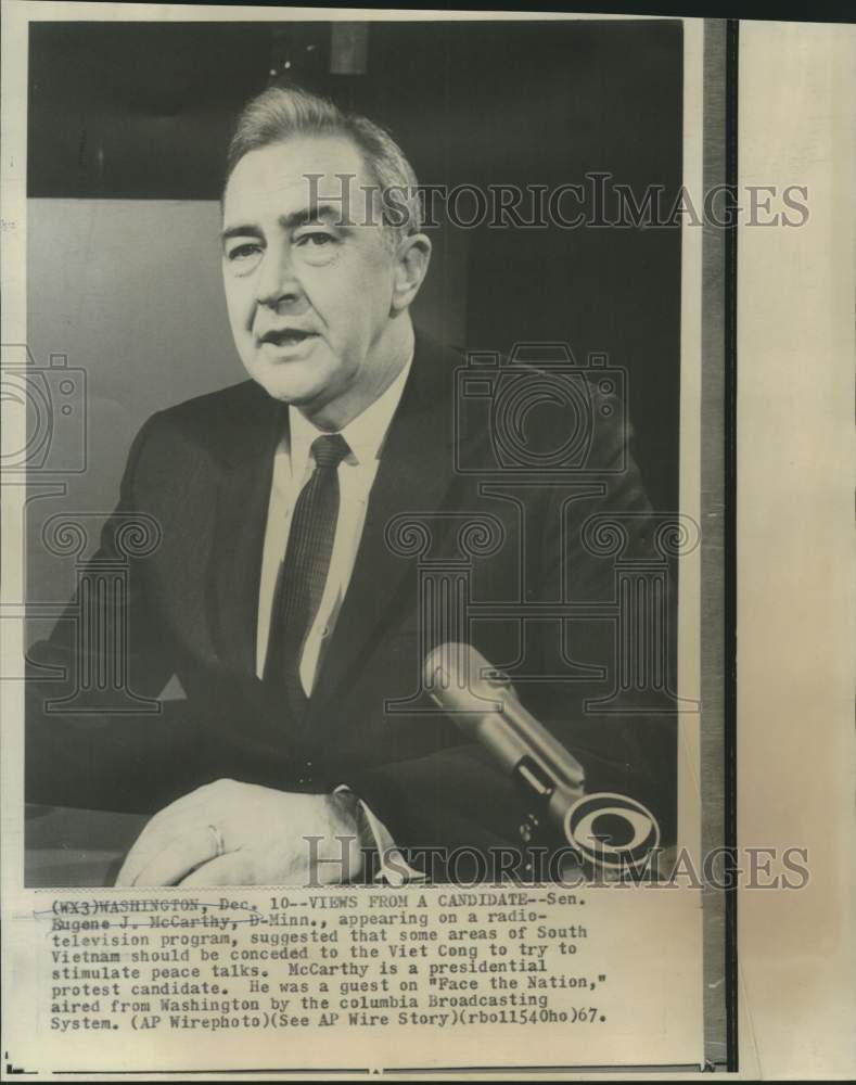 Load image into Gallery viewer, 1967 Press Photo Senator Eugene McCarthy appears on CBS' "Face the Nation."
