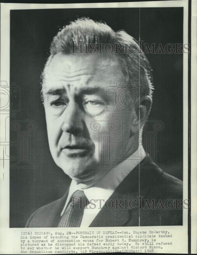 1968 Press Photo Defeated presidential candidate Senator Eugene McCarthy