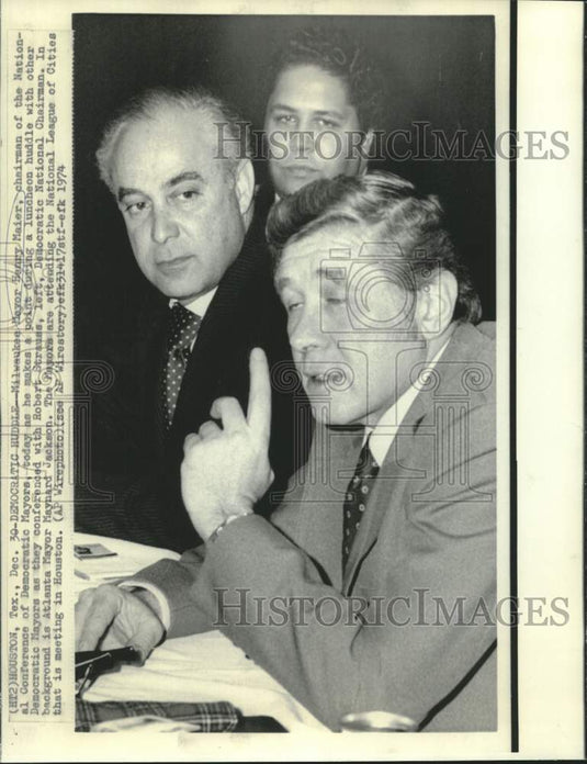 1974 Press Photo Milwaukee Mayor Henry Maier at Democratic mayors luncheon in TX