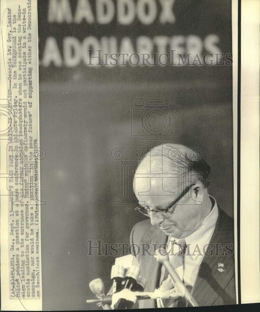 1974 Press Photo Georgia Lt. Governor Lester Maddox at news conference