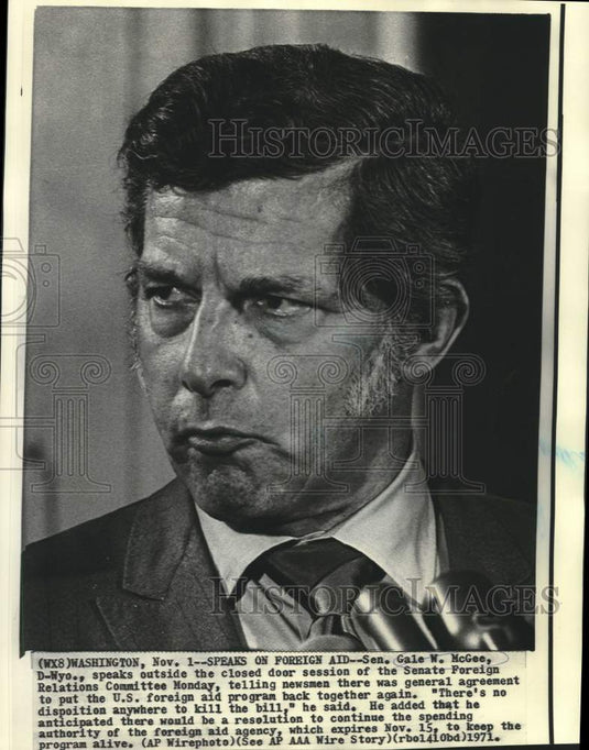 1971 Press Photo Senator Gale McGee at Senate Relations Committee in Washington
