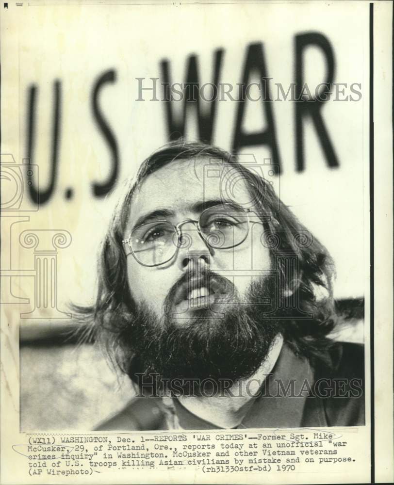 1970 Press Photo Former Sgt. Mike McCusker reports at &quot;war crimes&quot; inquiry