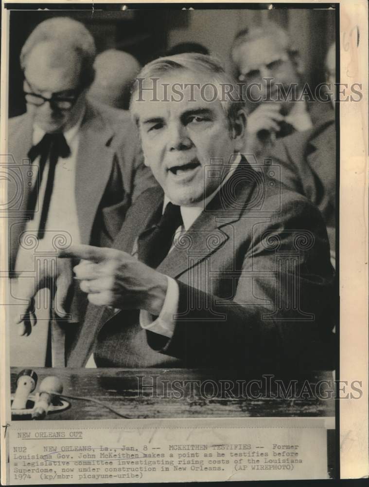1974 Press Photo Former Louisiana Governor McKeithen testifies in New Orleans