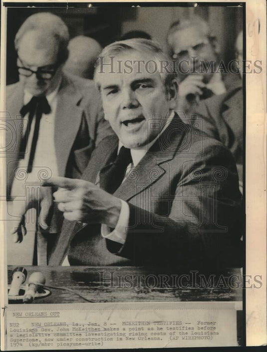 1974 Press Photo Former Louisiana Governor McKeithen testifies in New Orleans