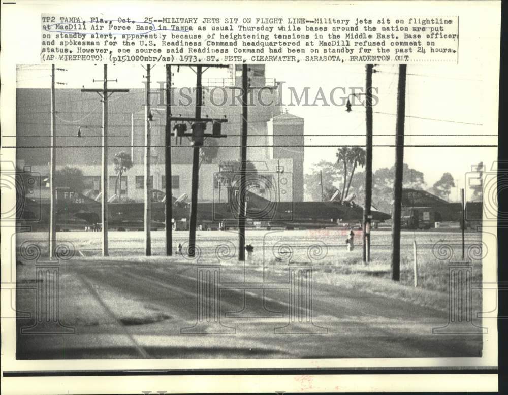 1973 Press Photo MacDill AFB jets sit on flightline on Readiness Command