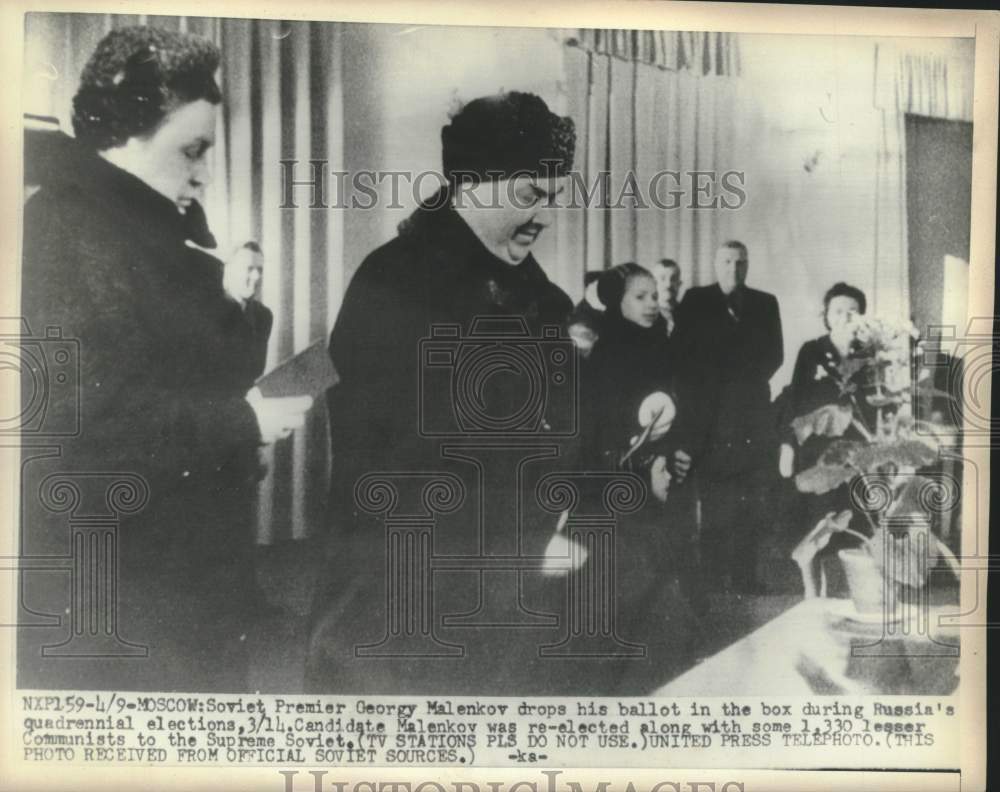 1954 Press Photo Premier Malenkov votes in Russia&#39;s quadrennial elections