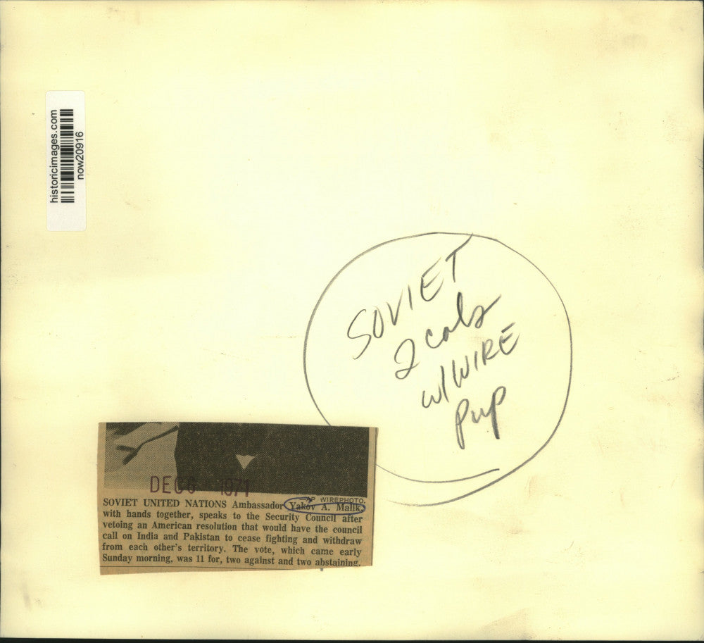 1971 Press Photo Soviet Malik shown at United Nations Security Council