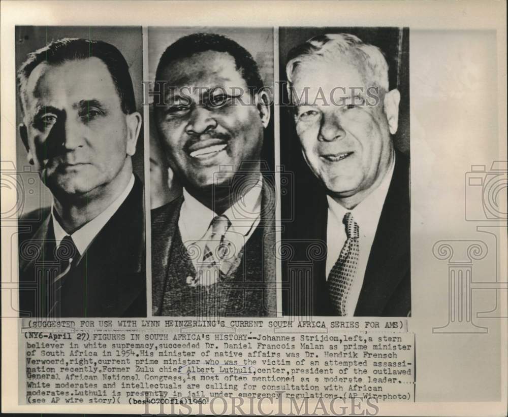 1960 Press Photo Zulu chief Luthuli and other principals of South Africa