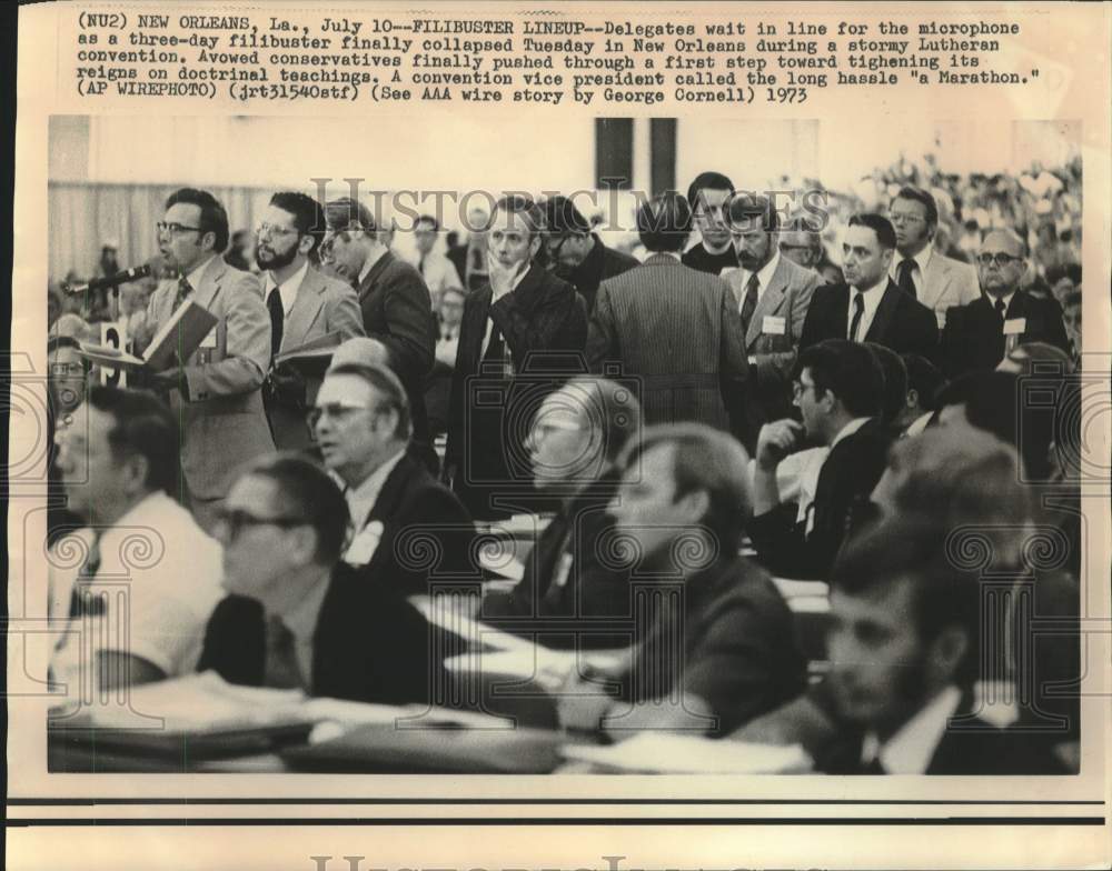 1973 Press Photo Filibuster lineup in New Orleans, Louisiana - now20927
