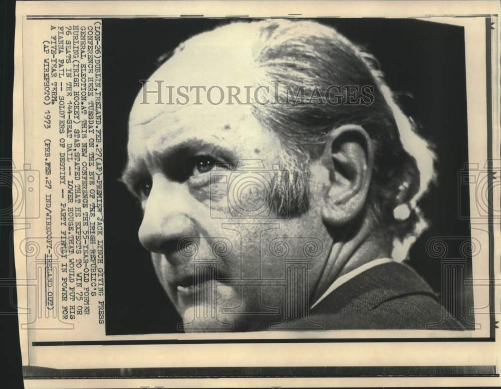 1973 Press Photo Premier Jack Lynch at Dublin press conference. - now20935