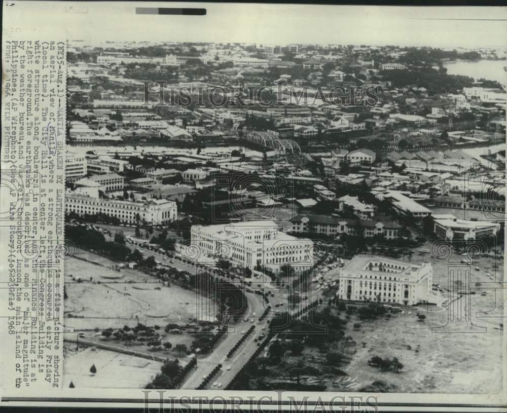 1966 Press Photo Aerial view of earthquake stricken Manila in Philippines