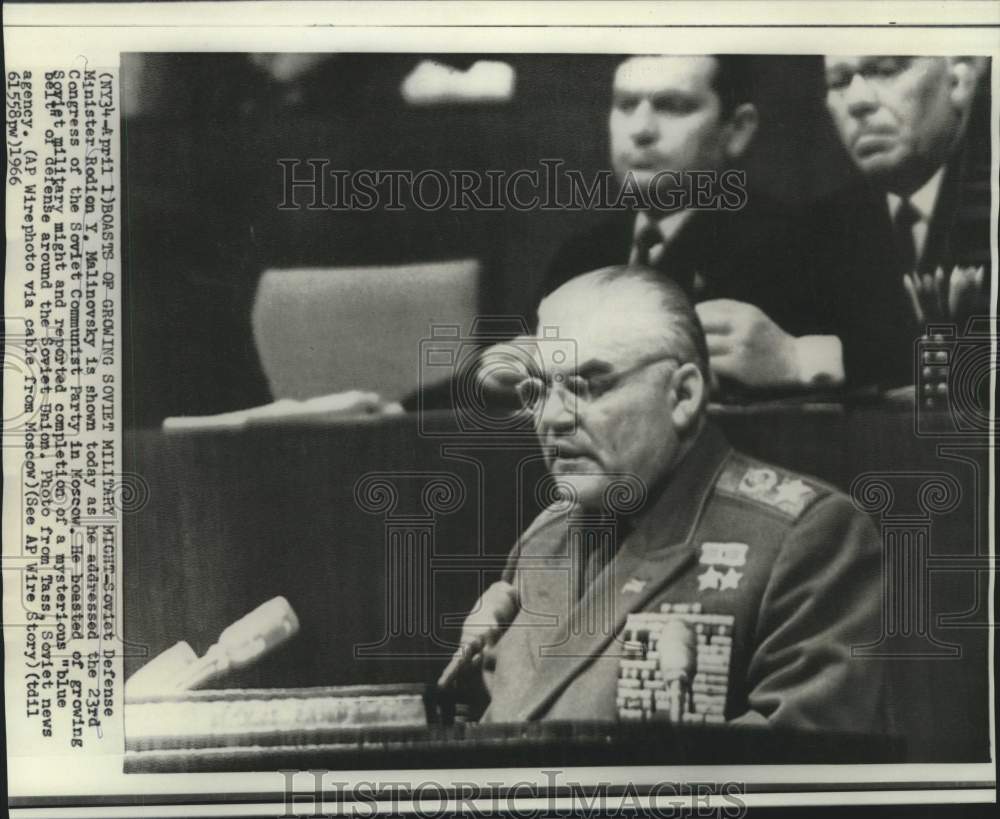 1966 Press Photo Soviet Defense Minister Malinovsky at Communist Party Congress