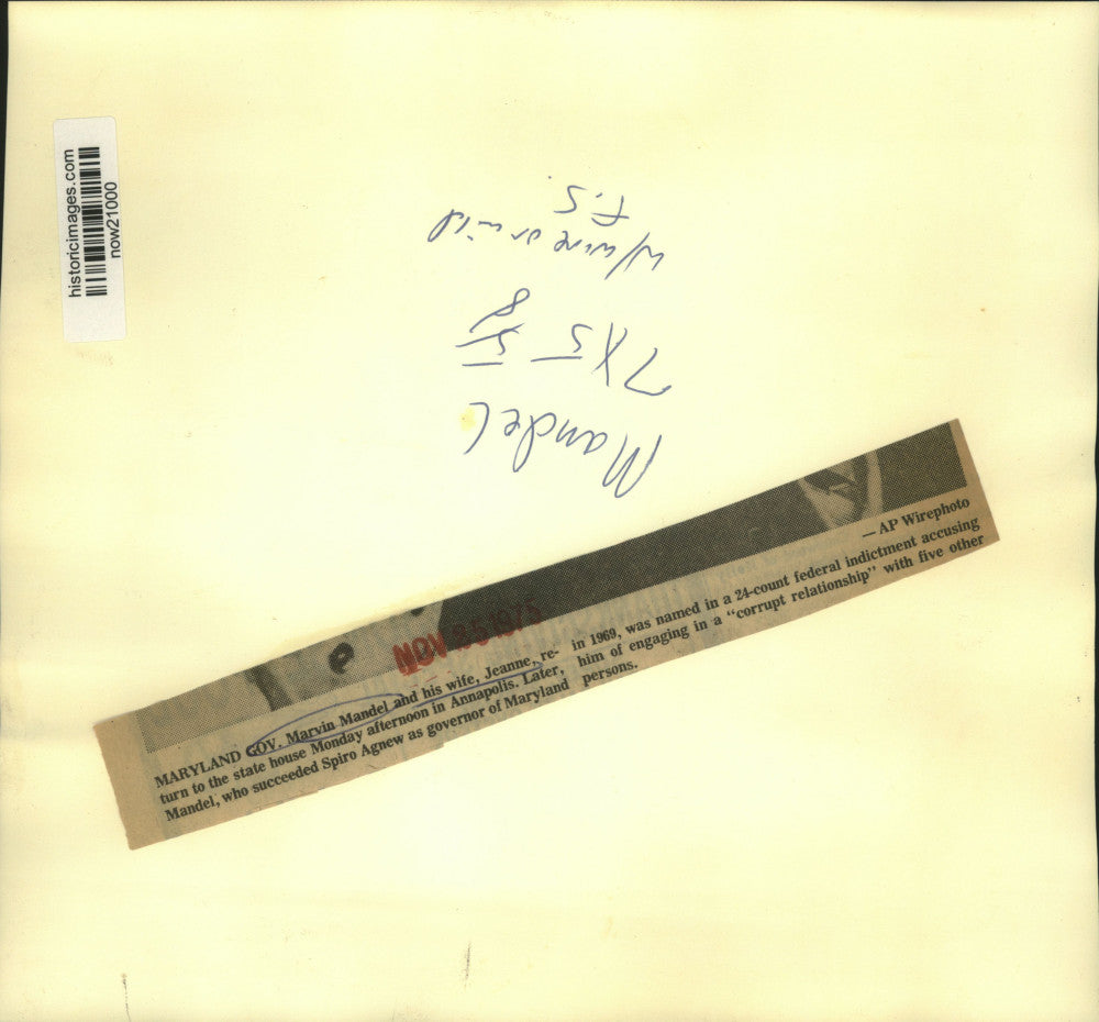 1975 Press Photo Marvin & Jeanne Mandel go to state house, Annapolis, Maryland