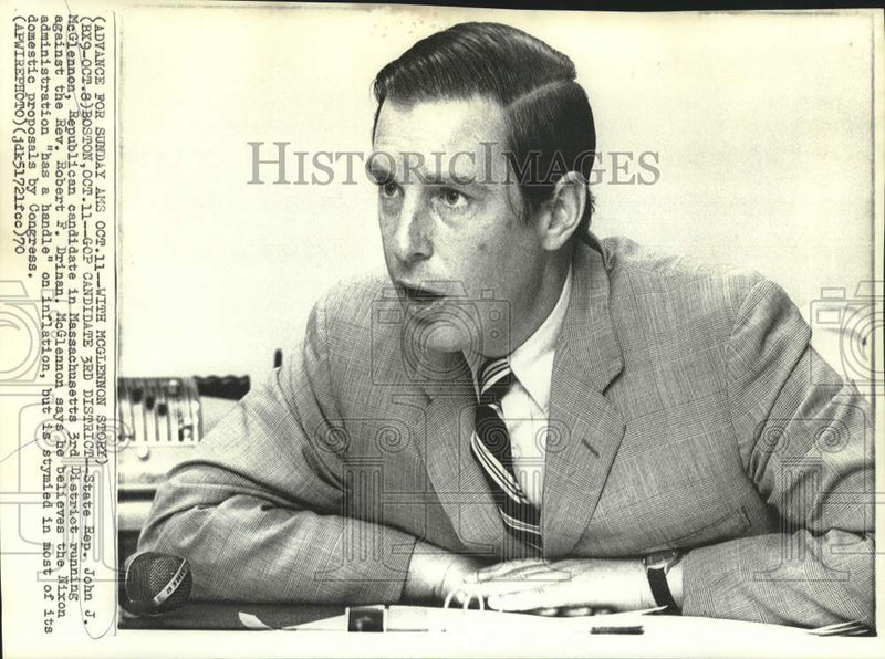 Load image into Gallery viewer, 1970 Press Photo Massachusetts Republican GOP 3rd District candidate McGlennon.
